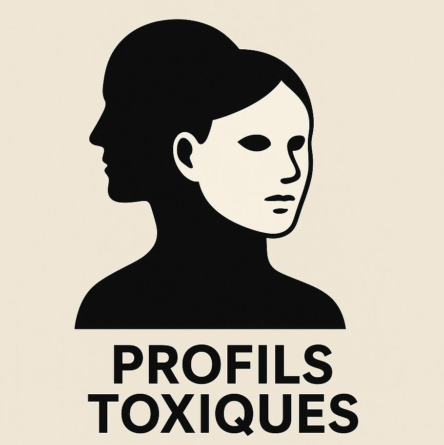 Illustration symbolique d’une figure masquée sur fond sombre, représentant les profils toxiques