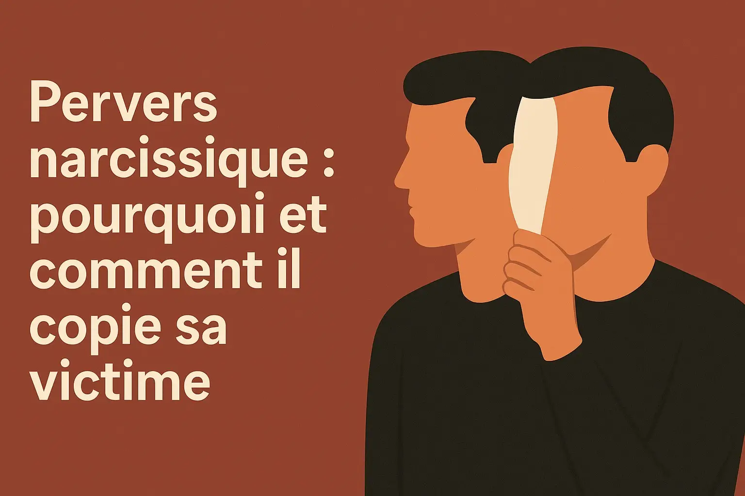 Illustration représentant un pervers narcissique mimant sa victime, accompagnée du titre “Pervers narcissique : pourquoi et comment il copie sa victime”