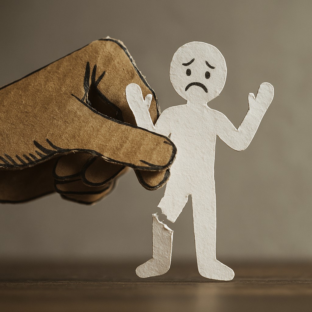 Un visage morcelé s’effaçant dans une fumée noire, symbolisant la destruction intérieure et morale opérée par un pervers narcissique sur sa victime.