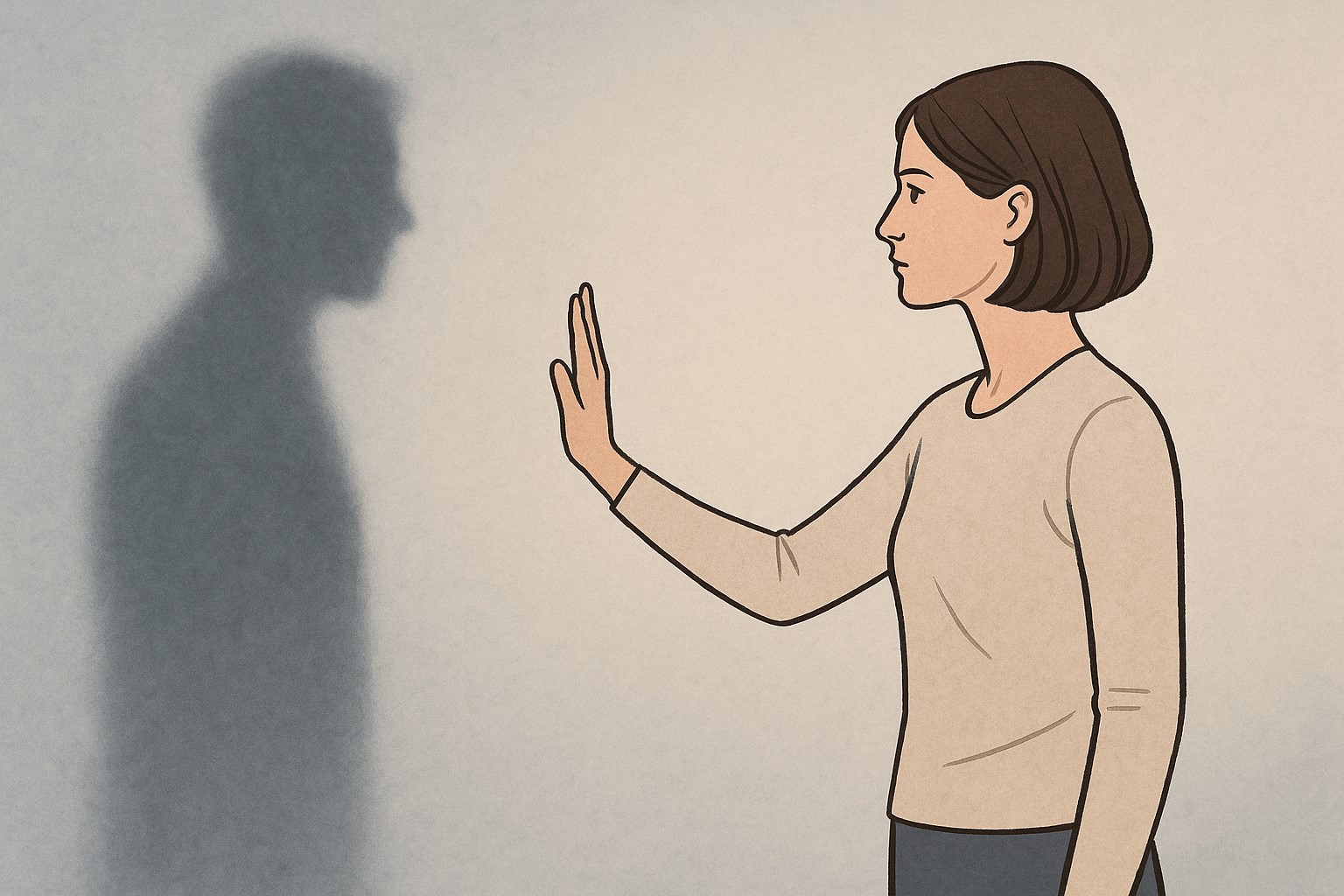 Personne posant des limites face à un pervers narcissique dans une relation d’emprise