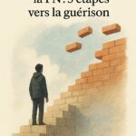 Illustration d’une personne montant un escalier en reconstruction, symbolisant la guérison après une relation avec un pervers narcissique.